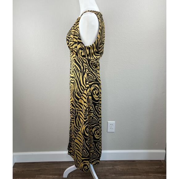 Lost + Wander Helena Sleeveless Black Tan Tiger V-Neck Midi Dress Small NWT - Picture 8 of 15